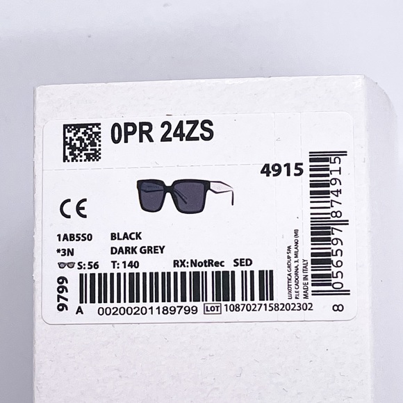 NEW PRADA PR24ZS 1AB5S0 WOMEN’S SUNGLASSES PRADA PR 24ZS BLACK WHITE SPR 24Z - Picture 11 of 11